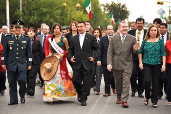 Ceremonia del 198 aniversario de la independencia de México en Piedras Negras