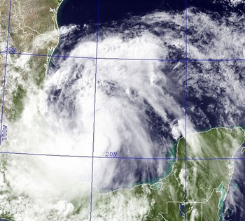 Imágen satelital de la tormenta tropical Arlene (Cortesía: NAVY NRL/GOES 11)