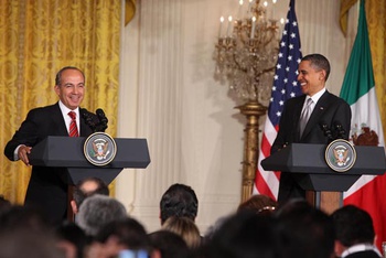 Los presidentes de México, Felipe Calderón, y de EEUU Barak Obama
