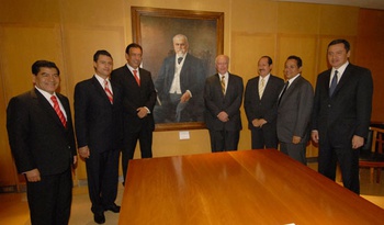 Enrique Peña Nieto, Mario Marín, Leonel Godoy,Miguel Ángel Osorio, Juan Manuel Oliva y Humberto Moreira con José Narro