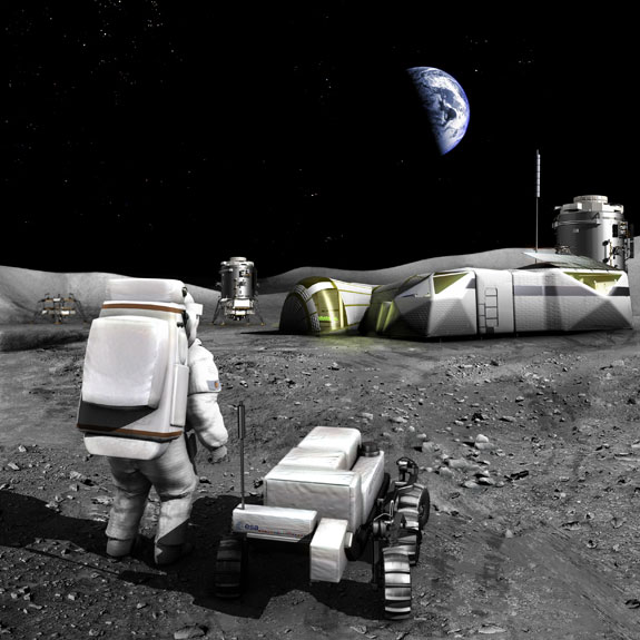 Base en la Luna – visión artística [Créditos: ESA/Media Lab]