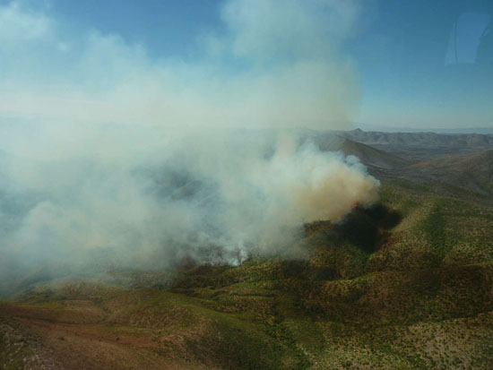 El gobernador Jorge Torres López sobrevoló el área del incendio forestal