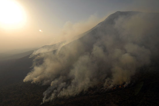 Por tierra y aire continúan los combates contra incendios forestales en Coahuila