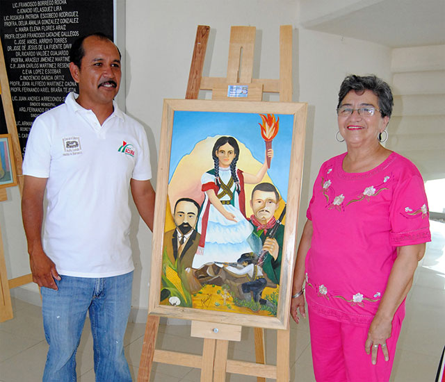 Exhiben en Presidencia Municipal 26 obras pictóricas de estudiantes de la Casa de la Cultura 