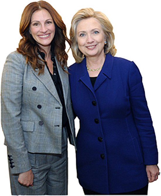 Julia Roberts y Secretaria de Estado Hillary Clinton
