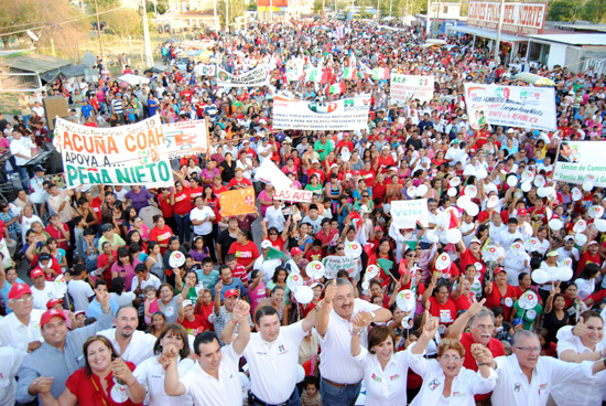 Más de 8 mil simpatizantes acuden al cierre de campaña del PRI en Acuña 