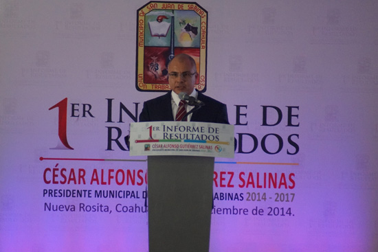 Rinde alcalde Cesar Gutiérrez, su Primer Informe de Resultados 