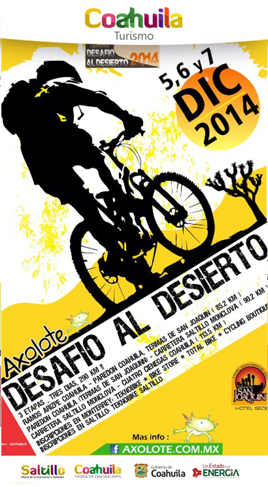 Vuelven ciclistas a Coahuila con el Axolote Desafío al Desierto 2014  
