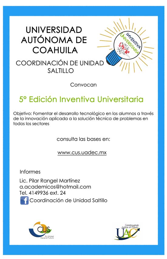 Convoca UA de C a Inventiva Universitaria Quinta Edición 