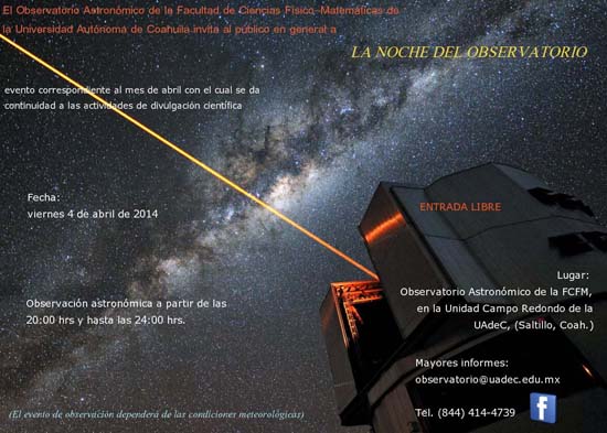 La Noche del Observatorio Astronómico de la UA de C invita a ver los planetas Marte, Júpiter y Saturno 