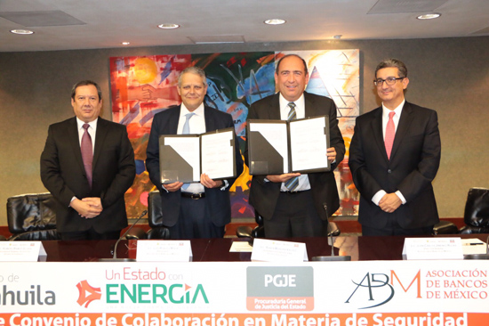 Firma ABM y gobierno de Coahuila Convenio de Colaboración en materia de seguridad, en beneficio de usuarios de la banca 