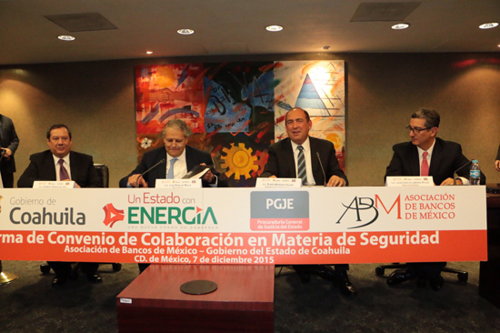 Firma ABM y gobierno de Coahuila Convenio de Colaboración en materia de seguridad, en beneficio de usuarios de la banca 