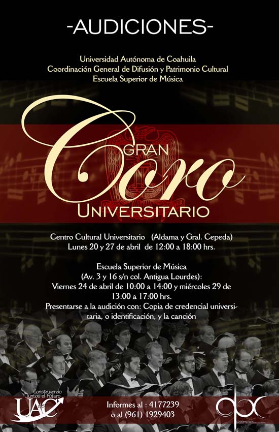El Lunes inician Audiciones para Orquesta de Cámara y Gran Coro Universitarios 