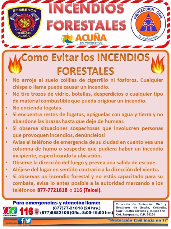 Exhorta Protección Civil evitar incendios y accidentes en esta temporada 