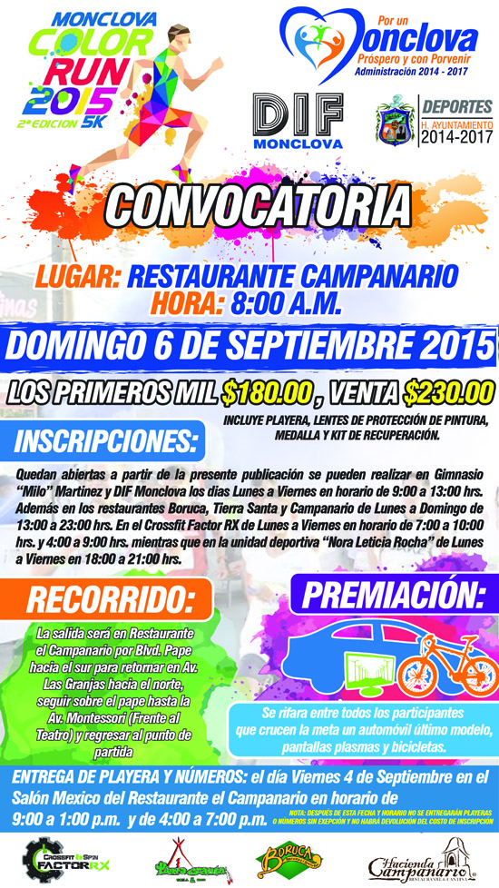 Próximo 6 de septiembre Carrera Color Run 2015