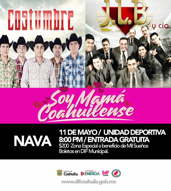 Invitan a concierto Soy Mamá Coahuilenses en Nava 