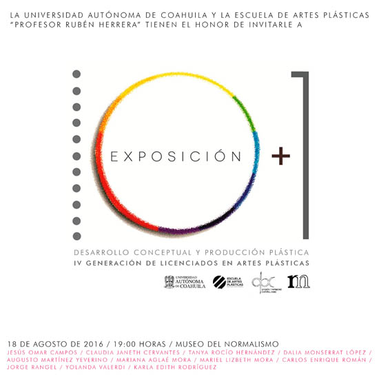 Invita la Escuela de Artes Plásticas “Prof. Rubén Herrera” a la exposición 10+1 Desarrollo Conceptual y Producción Artística 