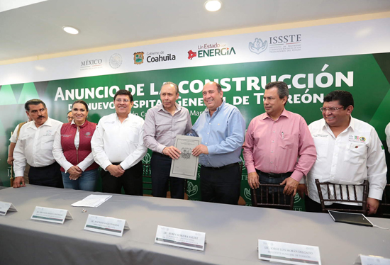 El gobernador Rubén Moreira anuncia la construcción del nuevo Hospital General de Torreón del ISSSTE 