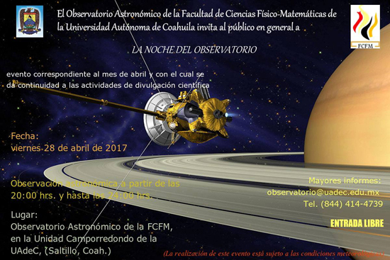 Invita UA de C a ver el Planeta Marte y la Nebulosa de Orión en “La Noche del Observatorio” 
