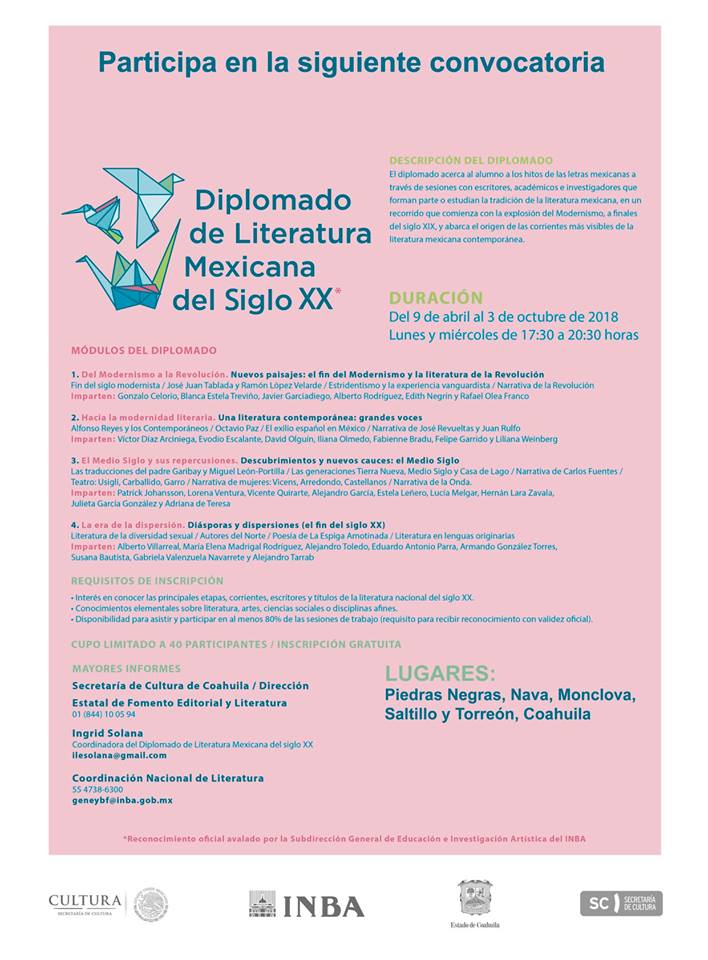 DIPLOMADO DE LITERATURA MEXICANA DEL SIGLO XX 