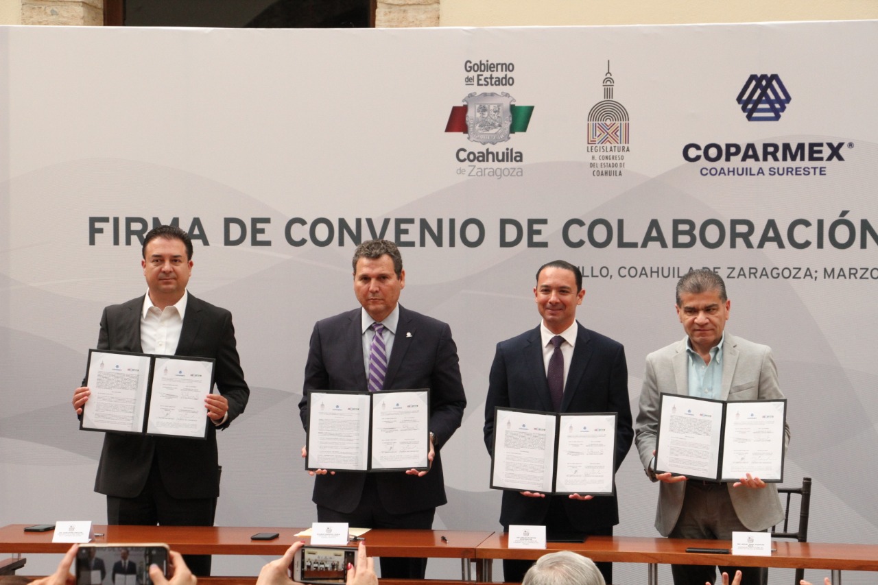 FIRMAN CONVENIO DE COLABORACIÓN CONGRESO DEL ESTADO Y COPARMEX COAHUILA SURESTE