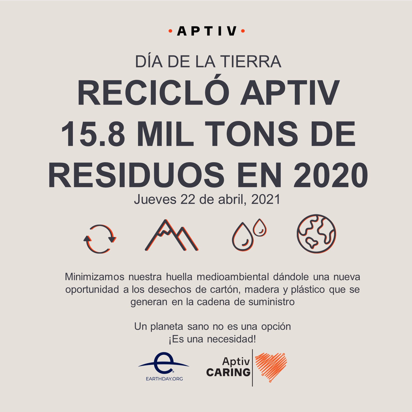 Recicló Aptiv 15.8 mil toneladas de residuos en 2020